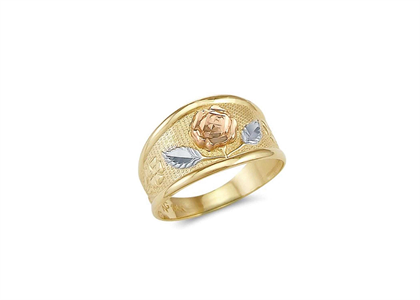 Three Tone Plated Flower Ring